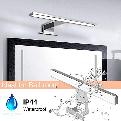 Apliques Espejo Baño LED Impermeable IP44, Hommie 30cm con Interruptor Cableado y Inalámbrico, Luz Espejo Baño 4000K 350LM Blanco Neutro, para Baño, Armario, Pared，Lámpara de Espejo Baño 300*103*40mm