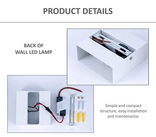 Apliques Pared led Set 2 uds con repuestos de Driver y Leds Forma Cuadrada 6W Aplique Pared Interior Salon Dormitorio pasillos Negocios lampara Pared Color Blanco luz Calida