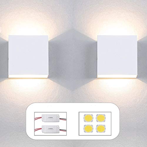 Apliques Pared led Set 2 uds con repuestos de Driver y Leds Forma Cuadrada 6W Aplique Pared Interior Salon Dormitorio pasillos Negocios lampara Pared Color Blanco luz Calida