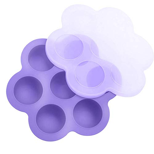 Apofly Púrpura Claro moldes Silicona Comidas Silicona Huevo Bites Moldes para Instant Pot 7 Agujero Moldes de tamaño de mordida de Silicona Caja de frescura sellada para niños