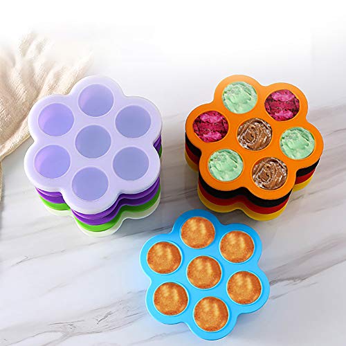 Apofly Púrpura Claro moldes Silicona Comidas Silicona Huevo Bites Moldes para Instant Pot 7 Agujero Moldes de tamaño de mordida de Silicona Caja de frescura sellada para niños