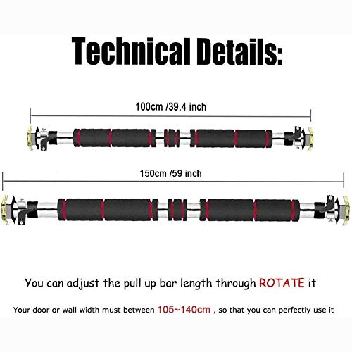 Apoliena Barra de dominadas Flexiones para Puerta Pared 100-150CM, Pull up Bar-Fitness Multifuncional Equipo Entrenamiento de Fuerza