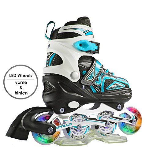 Apollo Super Blades X Pro, tamaño ajustable, Inline skates con ruedas luminosas LED rollerblades para niños, ideales para principiantes patines en línea confortables para chicos y chicas 31-34, Menthe