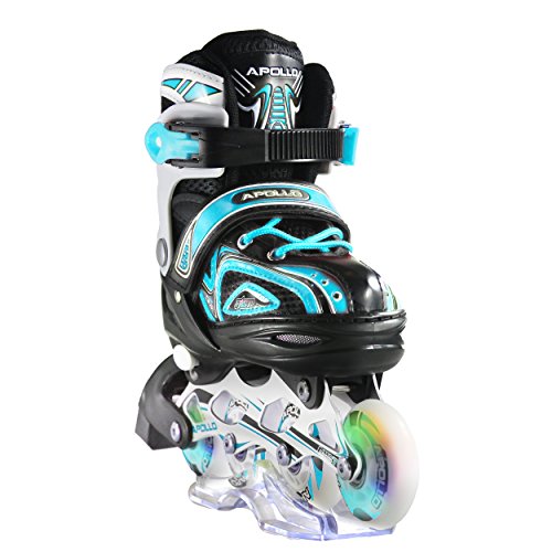 Apollo Super Blades X Pro, tamaño ajustable, Inline skates con ruedas luminosas LED rollerblades para niños, ideales para principiantes patines en línea confortables para chicos y chicas 31-34, Menthe