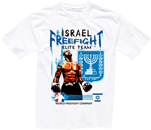 aprom Shirtzshop - Camiseta, diseño con Texto en inglés Israel FREEFIGHT Blanco L