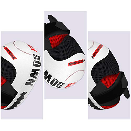 AQF Almohadillas de Enfoque Cuero Rex, Mitones Gancho y Jab, MMA Kick Boxing Muay Thai Entrenamiento de Boxeo (Blanco y Negro) AQF Almohadillas de Enfoque Cuero Rex, Mitones Gancho y Jab, MMA Kick Boxing Muay Thai Entrenamiento de Boxeo (Blanco y Negro)