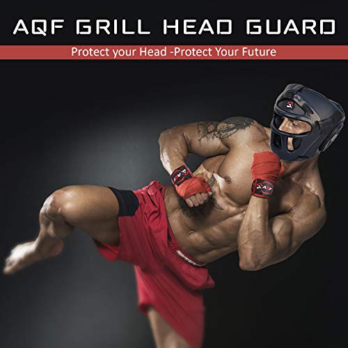 AQF Casco Boxeo Protector para La Cabeza De Boxeo para MMA Entrenamiento Removible Protector Rejilla Equipo De Combate Kickboxing Taekwondo Muay Thai AQF Casco Boxeo Protector para La Cabeza De Boxeo para MMA Entrenamiento Removible Protector Rejilla Equipo De Combate Kickboxing Taekwondo Muay Thai