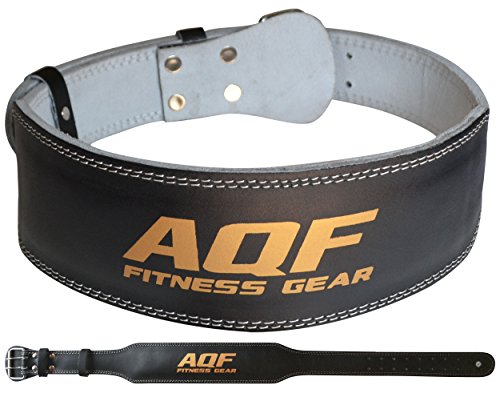 AQF Cinturon Lumbar Gimnasio para Levantamiento De Pesas De Cuero Acolchado De 4"Pulgadas para Musculación Ejercicio De Físico Culturismo