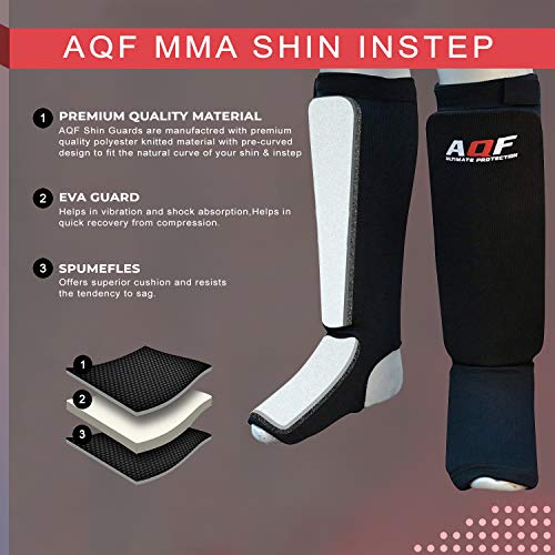 AQF espinilleras Kick Boxing de Espuma con Almohadilla de Tela elástica Soportes Protectores para Boxeo Protectores para piernas y el Empeine (par) AQF espinilleras Kick Boxing de Espuma con Almohadilla de Tela elástica Soportes Protectores para Boxeo Protectores para piernas y el Empeine (par)