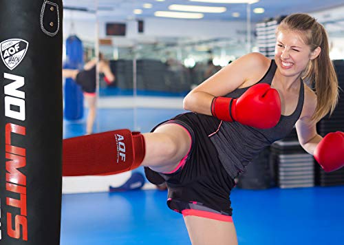 AQF espinilleras Kick Boxing de Espuma con Almohadilla de Tela elástica Soportes Protectores para Boxeo Protectores para piernas y el Empeine (par) AQF espinilleras Kick Boxing de Espuma con Almohadilla de Tela elástica Soportes Protectores para Boxeo Protectores para piernas y el Empeine (par)
