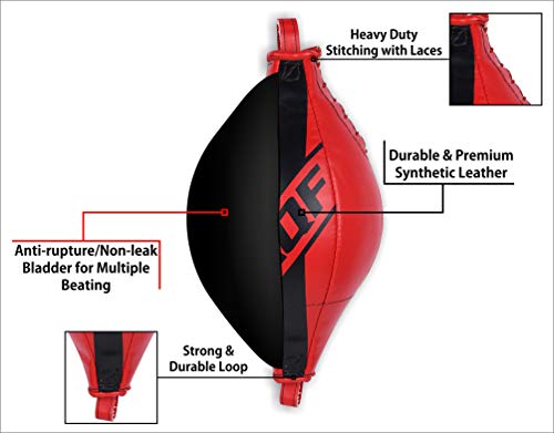 AQF Pera De Boxeo para Esquivar Punching Ball con Doble Extremo para Saco De Boxeo para Techo para Entrenar MMA Kickboxing (Rojo)