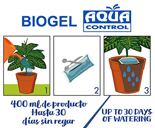 Aqua Control Biogel C2140, Agua Sólida para Tus Plantas, Ideal para Riego en Vacaciones, hasta 30 Días sin Regar, 400 ml