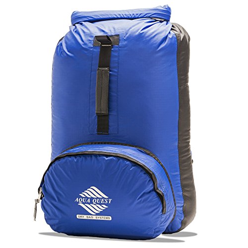 Aqua Quest HIMAL 20L Mochila Estanca Impermeable y Ligera - Mochila Plegable de Viaje y Cierre Enrollable, Estilo Ajustable para Él y para Ella, Azul