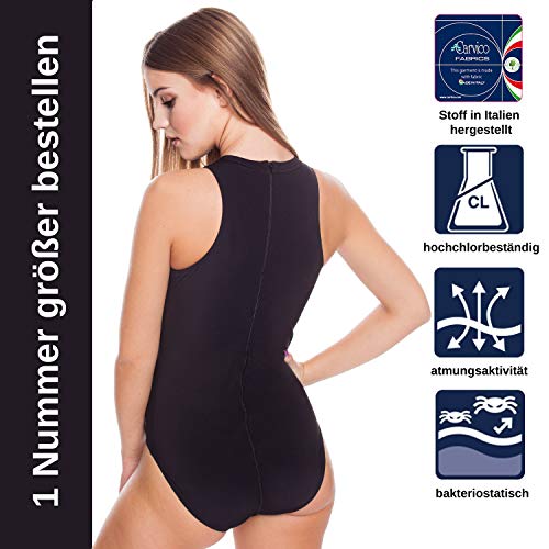 Aqua Speed Blanka Traje de baño para Mujeres | Traje de Deporte atlético | una Pieza | natación | Deporte | Negro | Tamaño: 44