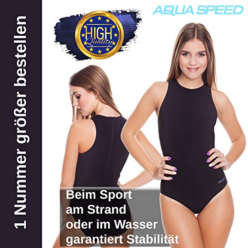 Aqua Speed Blanka Traje de baño para Mujeres | Traje de Deporte atlético | una Pieza | natación | Deporte | Negro | Tamaño: 44