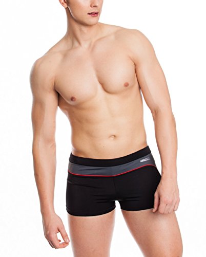 Aqua Speed Grant Hombres Bañadores | Pantalones de baño | Tejido Malaga | Ajuste Protección UV | Negro/Gris | Tamaño: L