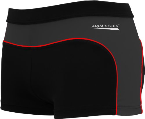 Aqua Speed Grant Hombres Bañadores | Pantalones de baño | Tejido Malaga | Ajuste Protección UV | Negro/Gris | Tamaño: L