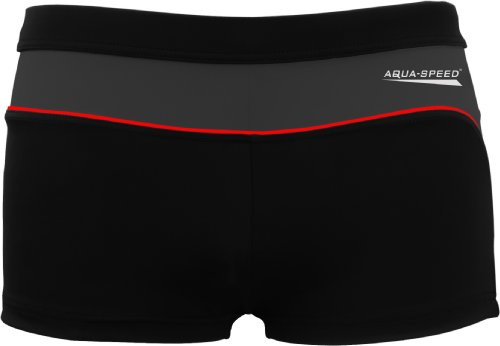 Aqua Speed Grant Hombres Bañadores | Pantalones de baño | Tejido Malaga | Ajuste Protección UV | Negro/Gris | Tamaño: L