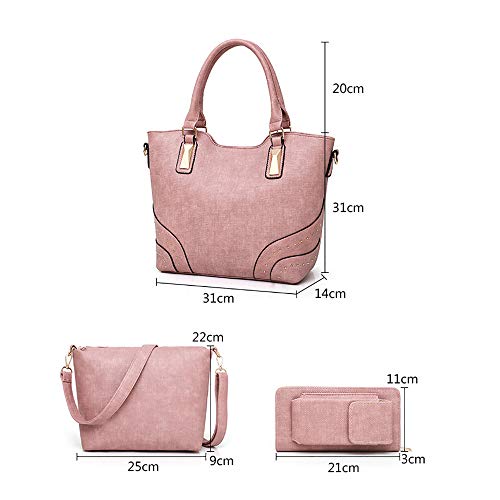 Ar Bolsos de Las Mujeres 3pcs, Las señoras de la Alta Capacidad de Cuero de la PU Bolsa Multiusos Casual Bolsa de Hombro/Top-Bolso de la manija del teléfono móvil/Bolsa para Damas,Rojo