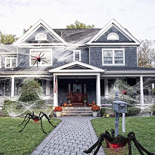 AraƱa Halloween, Decoracion Halloween Jardin incluye AraƱa gigante con Ojos iluminados y Sonido espeluznante, TelaraƱa, 20 mini AraƱas, TelaraƱa Decor aterradora para Halloween fiesta, Puerta, Casa AraƱa Halloween, Decoracion Halloween Jardin incluye AraƱa gigante con Ojos iluminados y Sonido espeluznante, TelaraƱa, 20 mini AraƱas, TelaraƱa Decor aterradora para Halloween fiesta, Puerta, Casa