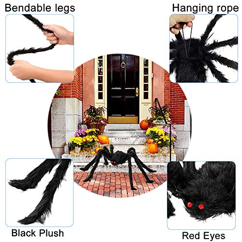 Arañas Halloween, Decoraciones de Halloween Casa con 4 Piezas Arañas gigante (90 /75 /60 /50cm ) + 10 㔠Telaraña + Telarañas estirables + 20 mini Arañas, Halloween Terror Decor de Fiesta Exteriores Arañas Halloween, Decoraciones de Halloween Casa con 4 Piezas Arañas gigante (90 /75 /60 /50cm ) + 10 㔠Telaraña + Telarañas estirables + 20 mini Arañas, Halloween Terror Decor de Fiesta Exteriores