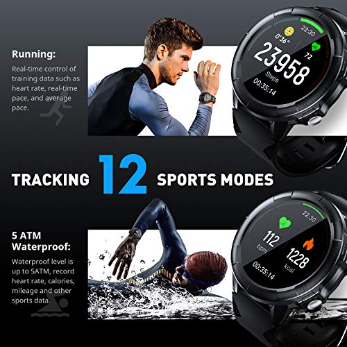 Arbily Smartwatch Hombre, Reloj Inteligente con Pantalla Tátil Completa, Reloj Deportivo Impermeable IP68, Reloj Digital Fitness Tracker para Android iOS Huawei Samsung Xiaomi