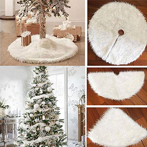 Árbol de Navidad Blanco Falda de Felpa Adornos para el árbol de Vacaciones Decoración para la decoración de Navidad Suministros (122 cm)