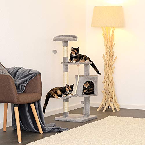 Árbol rascador para gatos, 112 cm (gris claro)