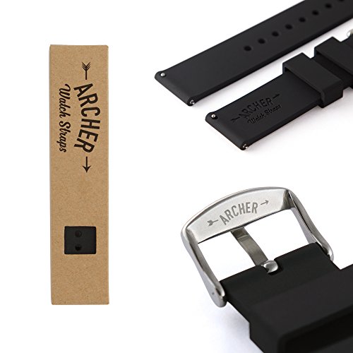 Archer Watch Straps - Correas Reloj Silicona de Liberación Rápida para Hombre y Mujer (Negro, 22mm) Archer Watch Straps - Correas Reloj Silicona de Liberación Rápida para Hombre y Mujer (Negro, 22mm)