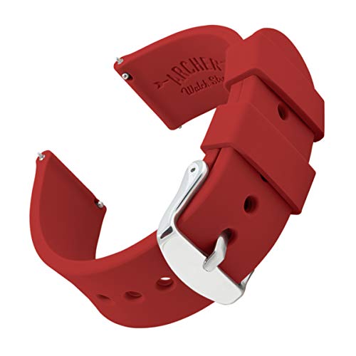 Archer Watch Straps - Correas Reloj Silicona de Liberación Rápida para Hombre y Mujer (Rojo Veneciano, 24mm)