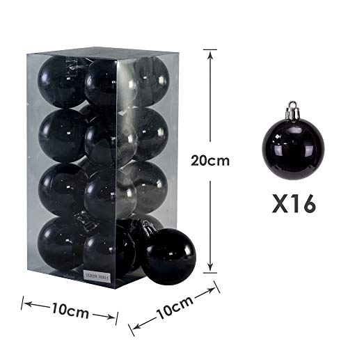 Arcoiris® Bolas de Navidad Multicolor, 16 Unidades de 5cm, Navidad Bolas para el árbol de Navidad, para Vacaciones, Bodas, Fiestas, Decoración de Regalos, Dorado, Varios tamaños (16pcs - 5cm, Negro) Arcoiris® Bolas de Navidad Multicolor, 16 Unidades de 5cm, Navidad Bolas para el árbol de Navidad, para Vacaciones, Bodas, Fiestas, Decoración de Regalos, Dorado, Varios tamaños (16pcs - 5cm, Negro)