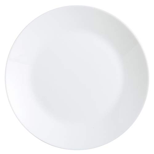 Arcopal Set platos llanos, Vajilla vidrio opal extra resistente, 25cm, Blanco, 12 piezas