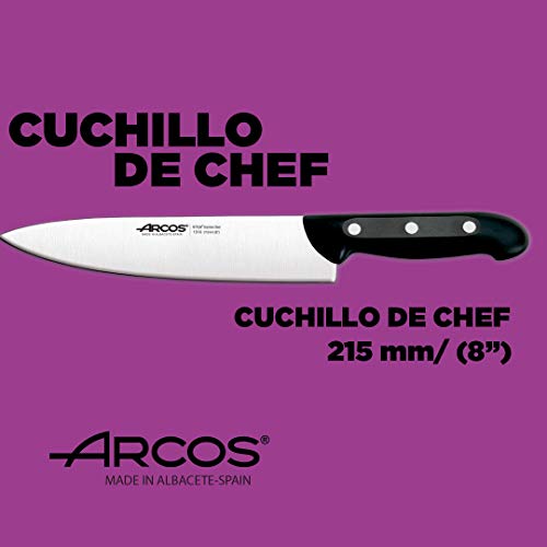 Arcos Juego de Cuchillos | Arcos cuchillos Cocina | Arcos cuchillo juego | Arcos Maitre cuchillos | 4 piezas | Chef (215 mm) + Cuchillo Cocina (150 mm) + Cuchillo Verduras (100 mm) + Tijera cocina