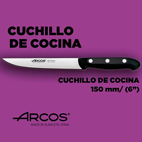 Arcos Juego de Cuchillos | Arcos cuchillos Cocina | Arcos cuchillo juego | Arcos Maitre cuchillos | 4 piezas | Chef (215 mm) + Cuchillo Cocina (150 mm) + Cuchillo Verduras (100 mm) + Tijera cocina