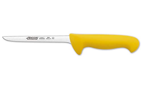 Arcos Serie 2900 - Caja 6 uds Cuchillo Deshuesador - Hoja de Acero Inoxidable Nitrum de 160 mm - Mango inyectado en Polipropileno Color Amarillo (6 UDS) Arcos Serie 2900 - Caja 6 uds Cuchillo Deshuesador - Hoja de Acero Inoxidable Nitrum de 160 mm - Mango inyectado en Polipropileno Color Amarillo (6 UDS)