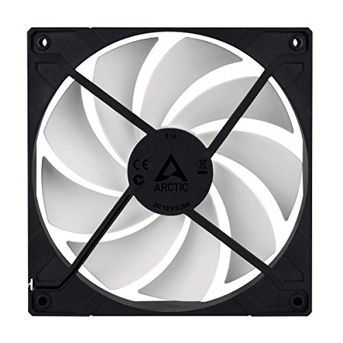 ARCTIC F14 PWM – 140 mm Ventilador de Caja para CPU con PWM Sharing Technology, Motor Trifásico Muy Silencioso, Computadora, 200-1350 RPM – Negro/Blanco