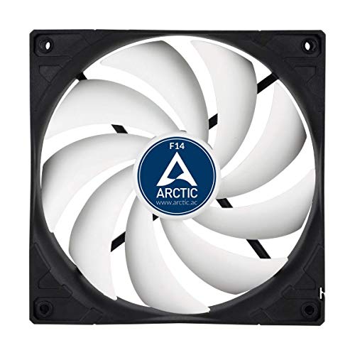 ARCTIC F14 PWM – 140 mm Ventilador de Caja para CPU con PWM Sharing Technology, Motor Trifásico Muy Silencioso, Computadora, 200-1350 RPM – Negro/Blanco