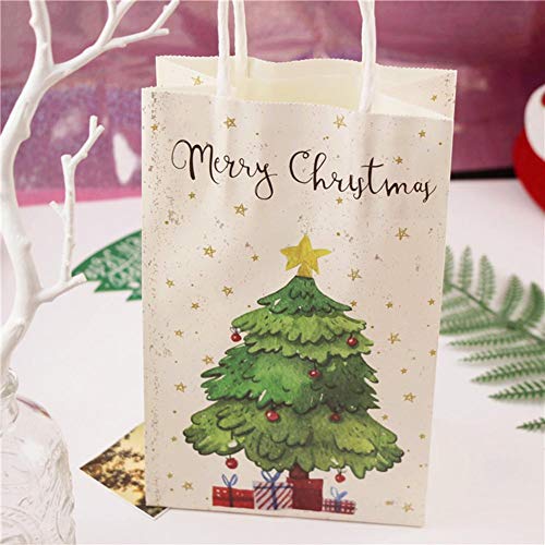 Ardorman Bolsas de Papel de Navidad, Bolsa de Papel de Regalo de patrón de Estrella de árbol de Navidad Nuevas Bolsas de Papel de merienda de Dulces de Navidad