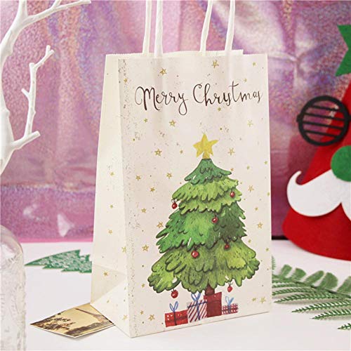 Ardorman Bolsas de Papel de Navidad, Bolsa de Papel de Regalo de patrón de Estrella de árbol de Navidad Nuevas Bolsas de Papel de merienda de Dulces de Navidad