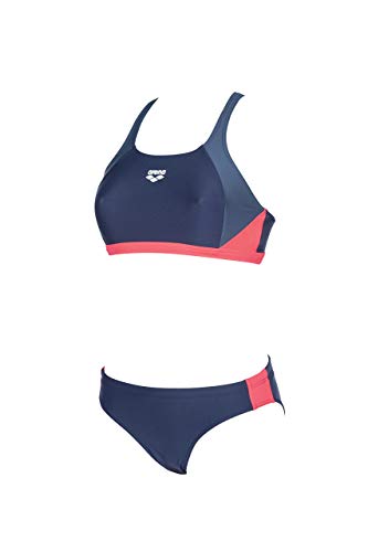 ARENA - Bikini Deportivo para Mujer, Mujer, Parte Superior de Bikini, 000990, Azul Marino y Rojo, 42