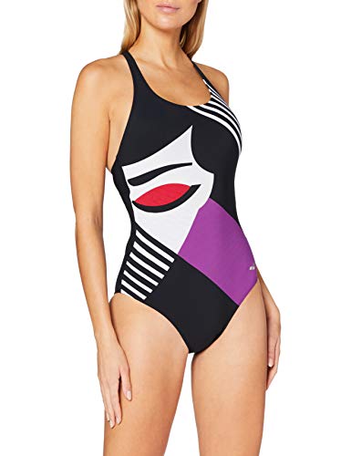 ARENA W Cradle Back One Piece Bañador Bodylift Mujer Aika Copa B, Black-Black, 42