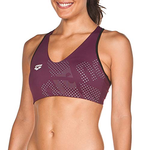 Arena W Gym Bra Top Basic Sostén Deportivo Arena Para Mujer Gym Con Alta Sujeción, Mujer, red wine-black, L