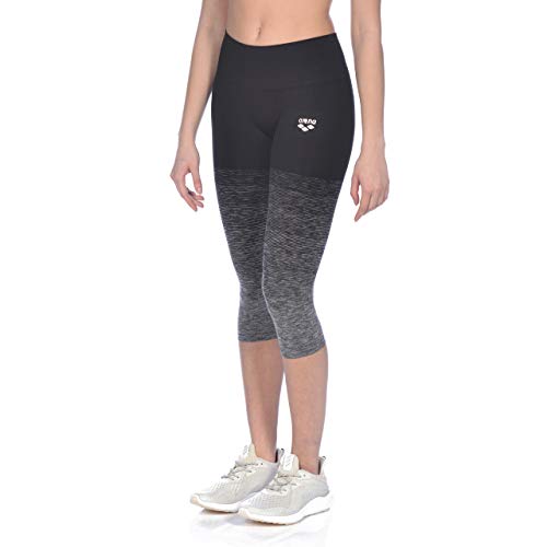 Arena W Seamless Tight Mallas 3/4 Sin Costuras Mujer, Dark Grey Melange-Black, S