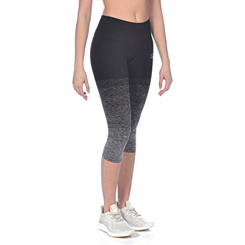 Arena W Seamless Tight Mallas 3/4 Sin Costuras Mujer, Dark Grey Melange-Black, S