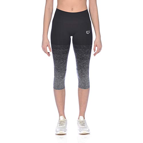 Arena W Seamless Tight Mallas 3/4 Sin Costuras Mujer, Dark Grey Melange-Black, S