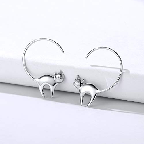 Aretes Aros Pendientes Colas Gatos Circulares Plata de Ley 925 Platino Plateado Accesorios Encantadores de Orejas Aretes Aros Pendientes Colas Gatos Circulares Plata de Ley 925 Platino Plateado Accesorios Encantadores de Orejas