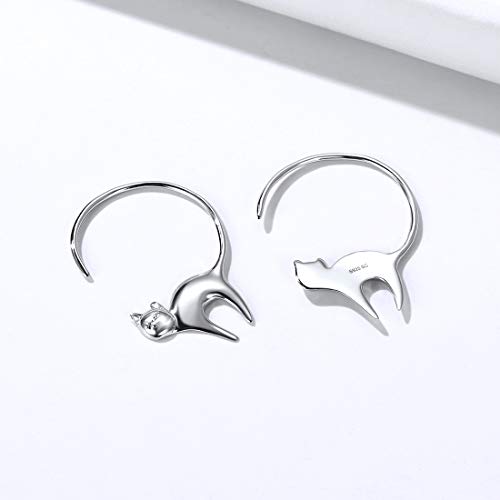Aretes Aros Pendientes Colas Gatos Circulares Plata de Ley 925 Platino Plateado Accesorios Encantadores de Orejas Aretes Aros Pendientes Colas Gatos Circulares Plata de Ley 925 Platino Plateado Accesorios Encantadores de Orejas