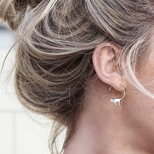 Aretes Aros Pendientes Colas Gatos Circulares Plata de Ley 925 Platino Plateado Accesorios Encantadores de Orejas Aretes Aros Pendientes Colas Gatos Circulares Plata de Ley 925 Platino Plateado Accesorios Encantadores de Orejas