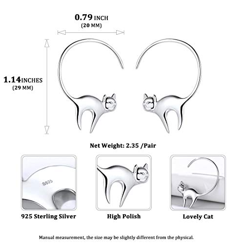 Aretes Aros Pendientes Colas Gatos Circulares Plata de Ley 925 Platino Plateado Accesorios Encantadores de Orejas Aretes Aros Pendientes Colas Gatos Circulares Plata de Ley 925 Platino Plateado Accesorios Encantadores de Orejas