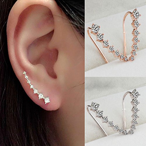 Aretesrainbery Bar Shape Crystal Ear Climbers Pendientes De Oro Y Plata Para Las Mujeres Pendientes De Oro Rosa Stud Pendientes Joyería   Astilla